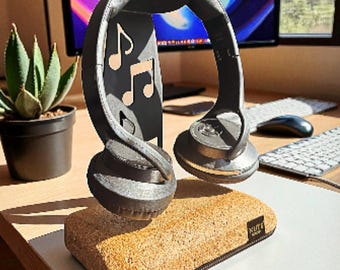Handmade Wooden Headphone Stand Made from Nutshells, Eco Friendly Headset Holder, Unique Rustic Desk Decor Gift