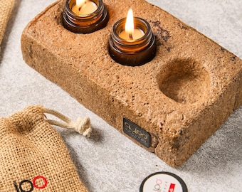 Handmade Soy Wax Candle Holder / Personalized Rustic Tea Light Holder / Decorative Wabi-Sabi Candle Holder Made From Upcycled Nutshells