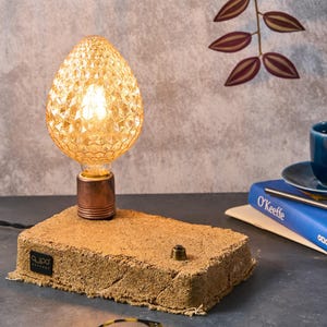 Lámpara de escritorio rústica de madera recuperada: lámpara de noche de estilo bohemio para oficina