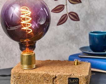 Handmade Rustic Table Lamp: Upcycled Wood Desk Light, Boho Shelf Decor, Unique Centerpiece Desk Lamp, Bedside Lamp, Gift For Him Dad Friend