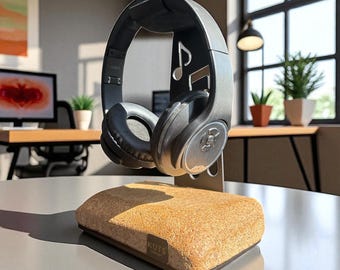 Unique Headphone Holder - Custom Headphone Stand - Wooden Headset Holder - Upcycled Desk Organizer - Gift For Kid Him Husband Gamer Musician