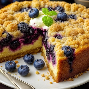 Easy Recipe For Blueberry Cream Cheese Coffee Cake | Instant PDF Download | Easy & Delicious