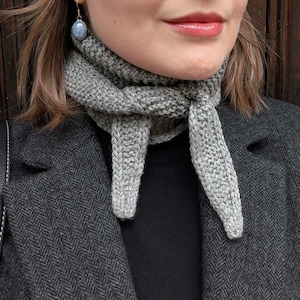 Pure Cashmere Scarf, Knitted Neck Scarf, Knitted Neckerchief, Lightweight Scarf, French Style Scarf, Elegant Small Scarf, Gift for Her