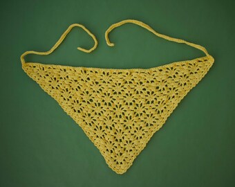 Crochet Floral Bandana: Cotton Triangle Bandana for Summer