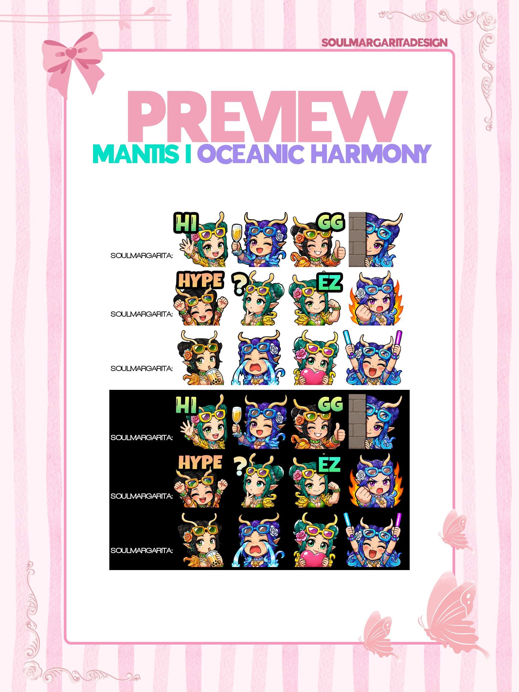 12 Marvel Rivals Mantis Oceanic Harmony Twitch Discord Emote Pack ...