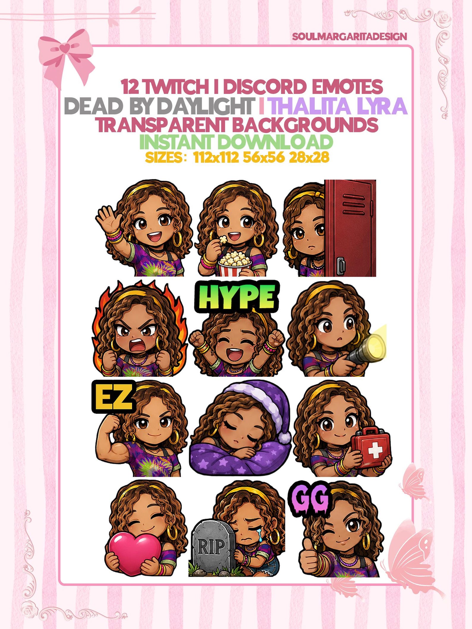 12 Dead by Daylight Thalita Lyra Twitch Discord Emote Pack • DBD Emotes ...