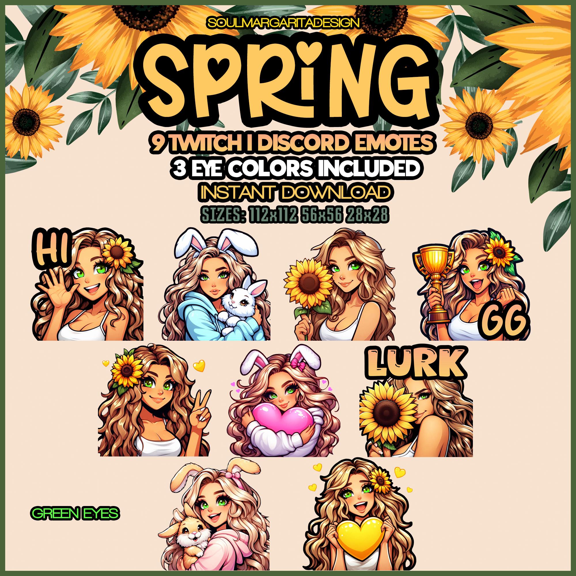 Spring Emotes 9 Blonde Hair Spring Easter 3 EYE COLORS INCLUDED - Blue Eyes, Brown ...