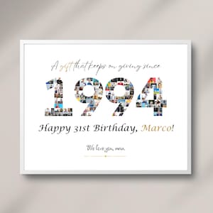 1994 Birthday Photo Collage Template, Editable 31st Birthday Picture Collage, DIY Personalized Anniversary Gift, Instant Download | WT0013