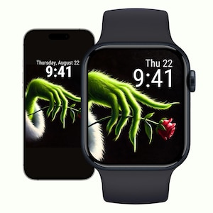 Romantische monster Apple Watch Face, Valentine iPhone Wallpaper, donkere thema horloge achtergrond, schurk kunst digitale download | IW0010: