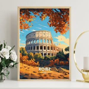 Printable Wall Decor: Rome Italy Travel Wall Art, Digital Prints, City Poster, Retro Illustration, Birthday Gift, Dorm Decor | WA0003