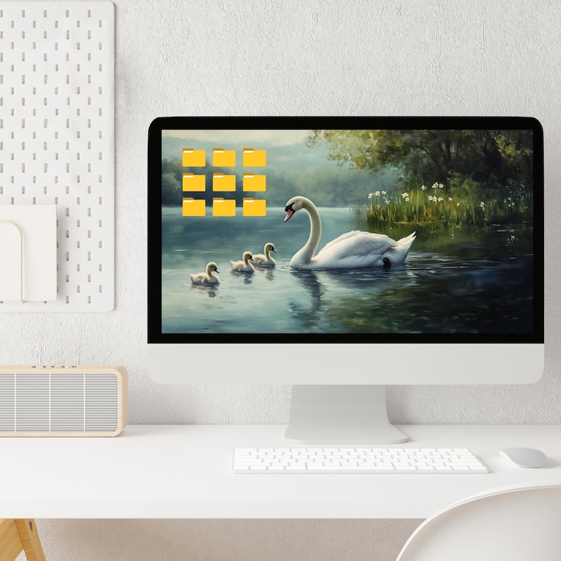 Spring Desktop Wallpaper, Swan Oil Painting, Summer Lake Samsung Frame ...