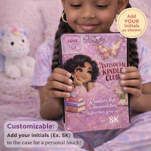 Personalisierte Kindle Hülle Buch Liebhaber Geschenk Antisozial Kindle Club Pink Glitter Ereader Cover Tween Mädchen Lese Accessoire