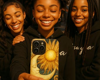 Celestial Sun & Moon iPhone Case | Spiritual Cosmic Art Phone Cover | Boho Zodiac Gift | Protective Galaxy Phone Case for iPhone