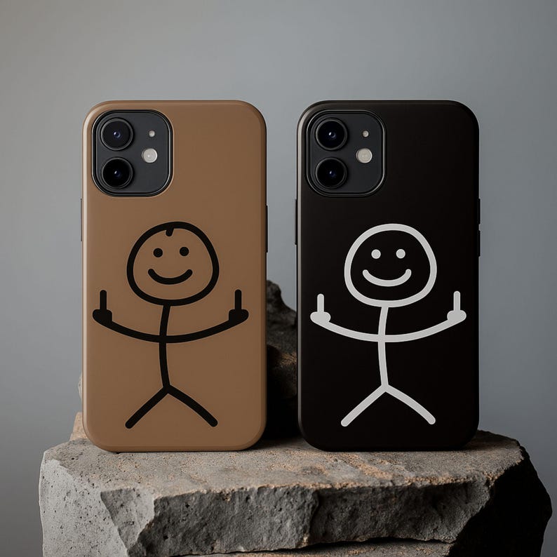 Funny Stick Figure Middle Finger Phone Case | Sarcastic Black Tough ...