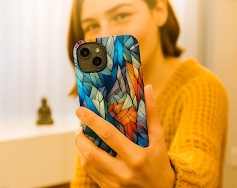 Stained Glass Abstract iPhone Case | Vibrant Geometric Art Phone Cover | Tough Protective Case | Colorful Gift for Art Lovers