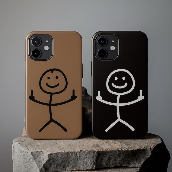 Tan Stick Figure Middle Finger Phone Case | Funny Tough Cover for iPhone &  Samsung | Sarcastic Rude Humor Gift Idea - Etsy