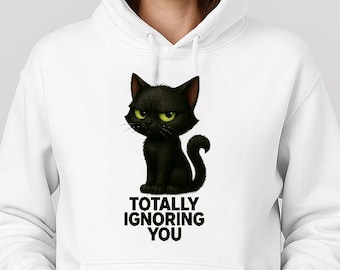 Sudadera unisex con capucha de gato negro gruñón – Sudadera sarcástica para amantes de los gatos