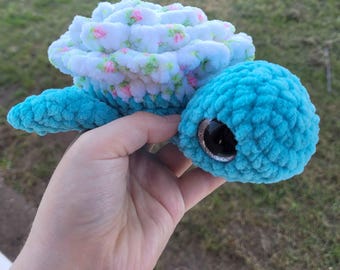 Gehaakte bloem knuffel | Handgemaakte amigurumi-schildpad | Cadeau zachte schildpad
