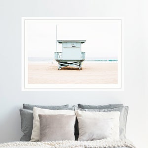 Modern Beach Wall Art, California Beach Art, Large Framed Beach Print, Lifeguard Tower, Minimalist Beach Art, Beach Living image 3