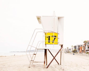 Pacific Beach, San Diego Art,  California Beach Art, Lifeguard Tower Print, Coastal Living, Beach Print, Large Beach Art, Coastal Decor