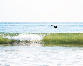 Coastal Sea Green Beach Art, Ocean Wave, Malibu California, Surf Print, Surf Art, Beach Art, Beach Print, Coastal Wall Art