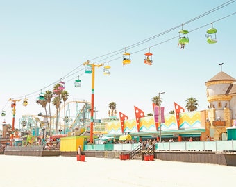 Santa Cruz Boardwalk, California Wall Art, Kids Print, Nursery Print, Colorful Summer Beach, California Beach Print, Bright Colorful Art