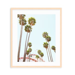 Santa Cruz California Art, Palm Tree Print, Santa Cruz Boardwalk, California, Vertical Art, Colorful Fun Wall Art, Roller Coaster