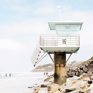 Encinitas Beach Art Print, Pipes Lifeguard Tower, California Surf Print, San Diego Beach Art, Swamis, Pipes Beach, San Diego Art, Beach image 2
