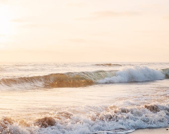 Sunset Beach Print, Carlsbad California, Tamarack Beach, San Diego, Encinitas, Golden Sunset, Seascape, Whimsical Kids Beach Print.