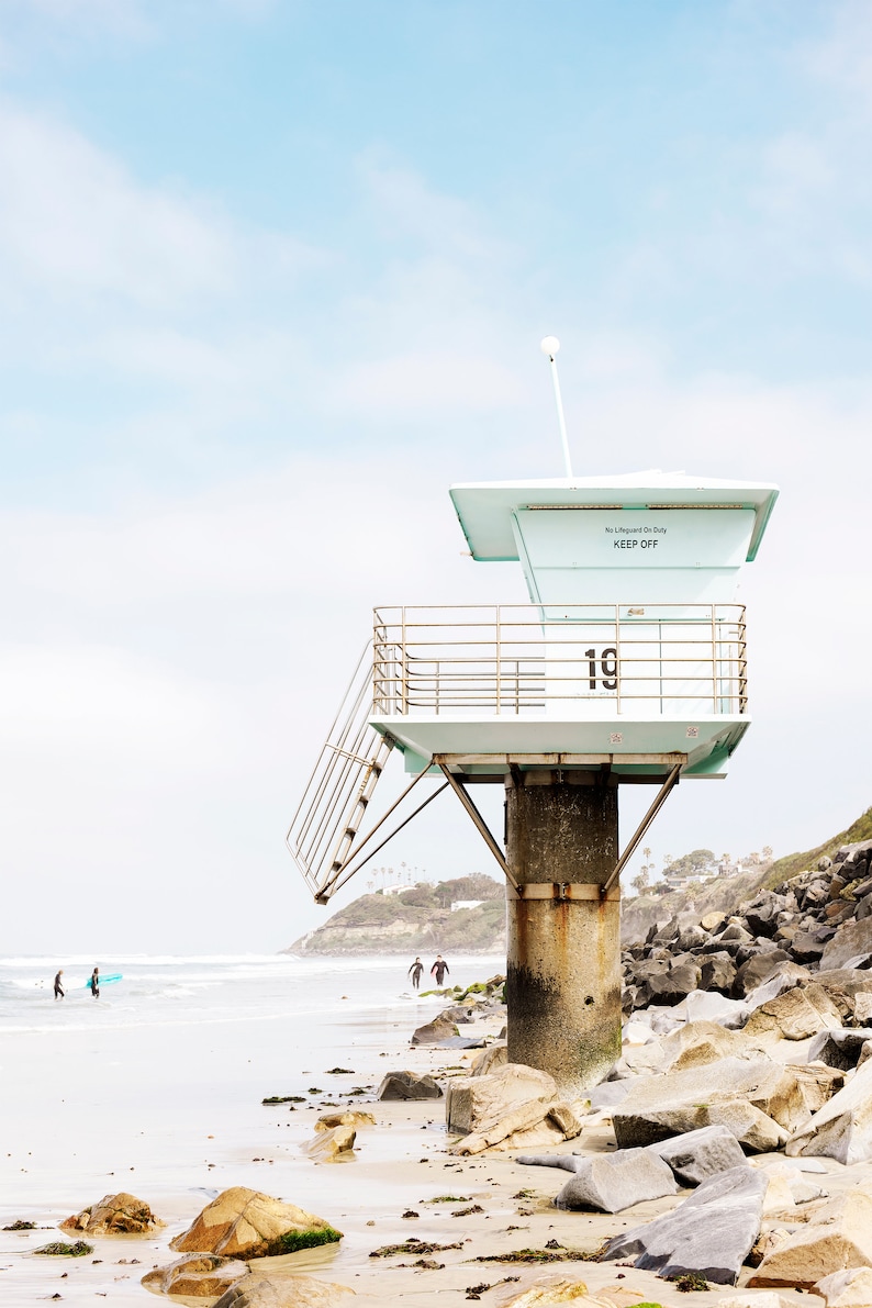 Encinitas Beach Art Print, Pipes Lifeguard Tower, California Surf Print, San Diego Beach Art, Swamis, Pipes Beach, San Diego Art, Beach image 4