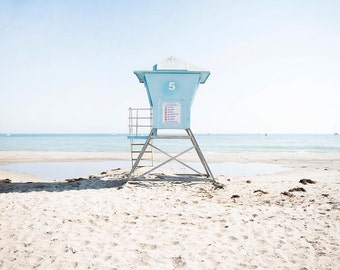 Santa Barbara California, Coastal Wall Art, Beach, Lifeguard Tower, Beach Room, California Coast, Wall Art, Photography Print "SB Tower 5"