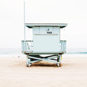 Modern Beach Wall Art, California Beach Art, Large Framed Beach Print, Lifeguard Tower, Minimalist Beach Art, Beach Living image 1