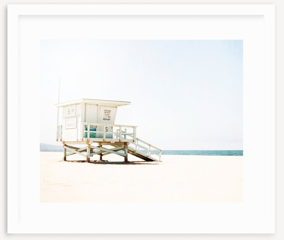 California Beach Art, Lifeguard Tower Print, Kids Beach Room