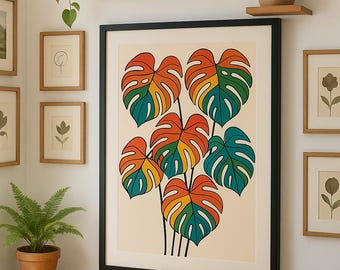 Rainbow Monstera Plant Poster – Colorful Queer Wall Art, LGBT Pride Botanical Print, Modern Jungle Decor, Tropical Gay Art for Home/Office