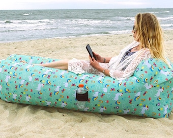 Tumbona inflable: sofá flotante portátil, ligero y cómodo para playa y camping.