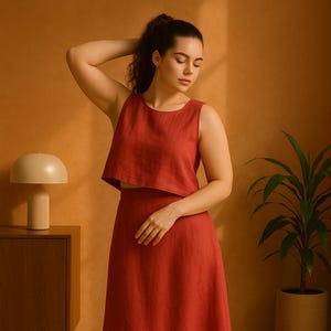 Womens Linen Long Skirt, Maxi Linen Skirt, Spring Skirt with Elastic Waist, Linen Skirt, Women Clothing, Summor Boho Clothing, Linen Skirt