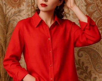 Washed Linen Button-Down Shirt: Long Sleeve Minimalist Workwear