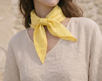 Minimal Linen Neckerchief: Multi Use Square Bandana Scarf