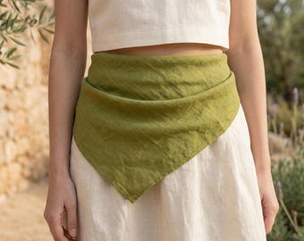 Linen Square Scarf: Versatile Head Bandana, Neck Scarf & Waist Wrap