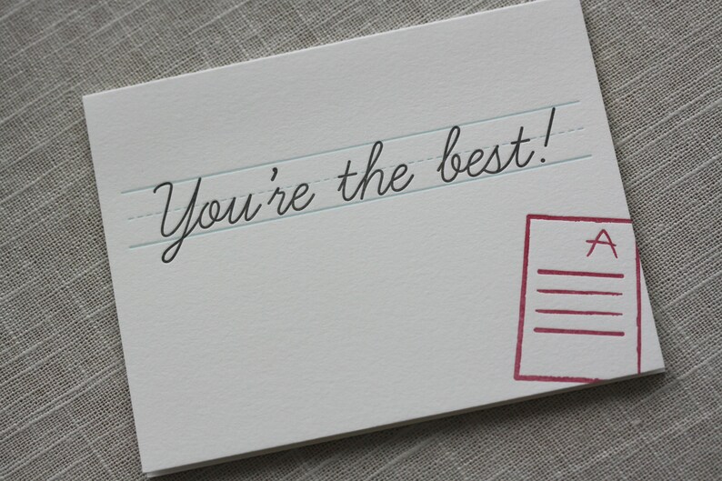 You're the Best cursive handwriting lesson letterpress | Etsy
