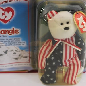 Spangle the Bear Retired TY Teenie Beanie, 2000 McDonald TY Teenie Beanie Babies, Number 7 International Bears II Babie, American Bear