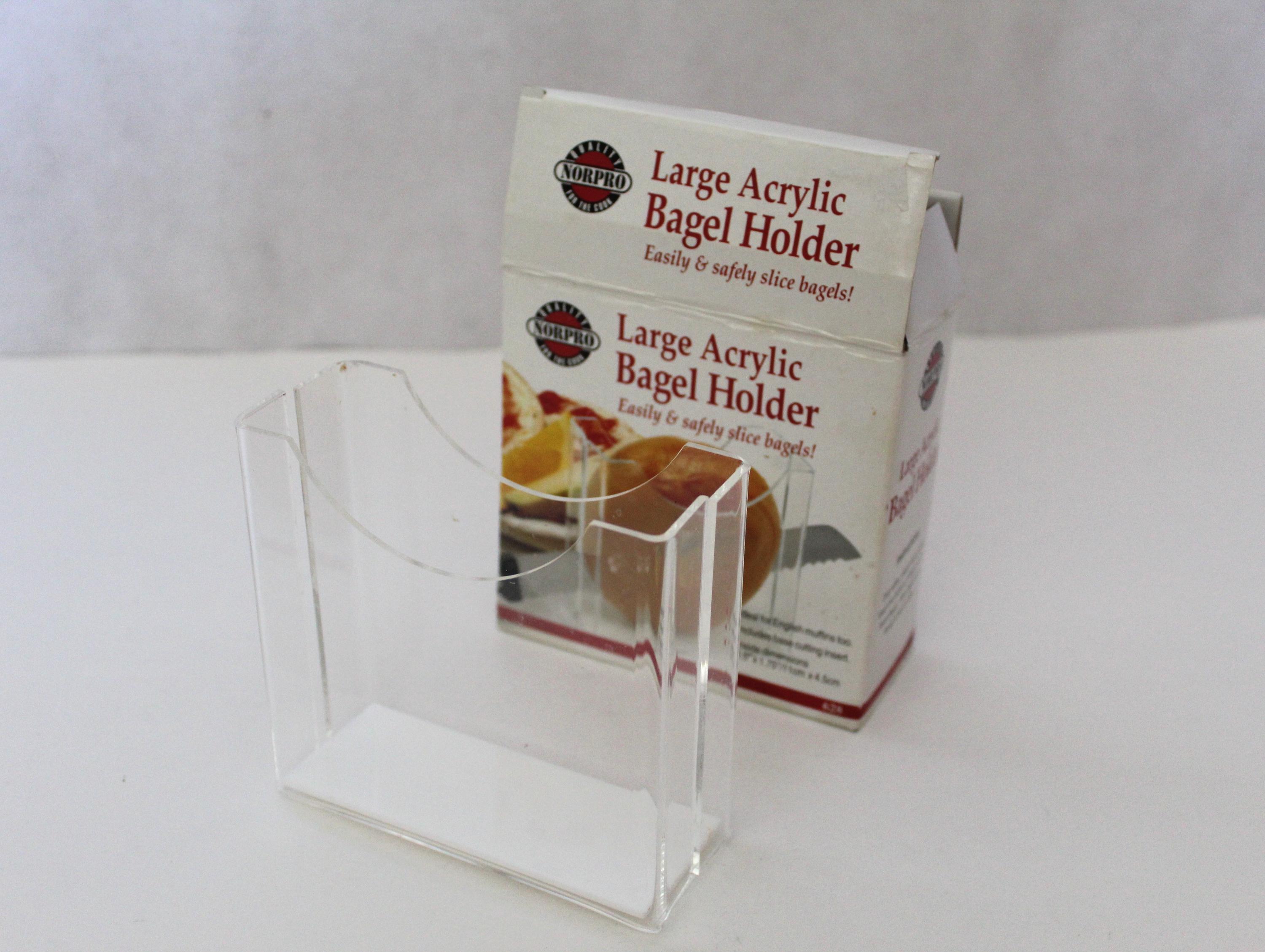 thumbnail image 2 of Large Adjustable Bagel Slicer Holder, Large, Natural Bamboo Grain 2 of 10