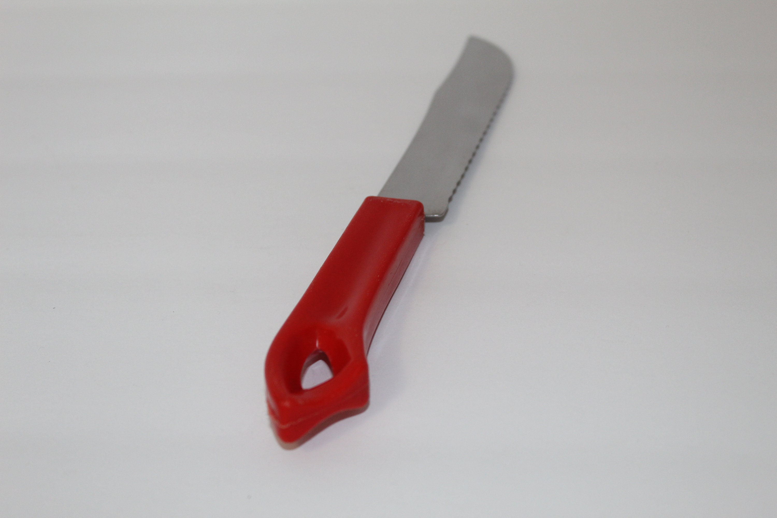 Vintage Red Quikut Quikkle Stainless Serrated Butcher Knife Etsy