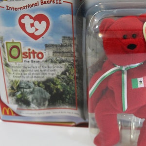 Osito the Bear Retired TY Teenie Beanie, 2000 McDonald TY Teenie Beanie Babies, Number 5 International Bears II Babie