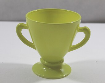 Hazel Atlas Ovide Chartreuse Open Sugar Bowl