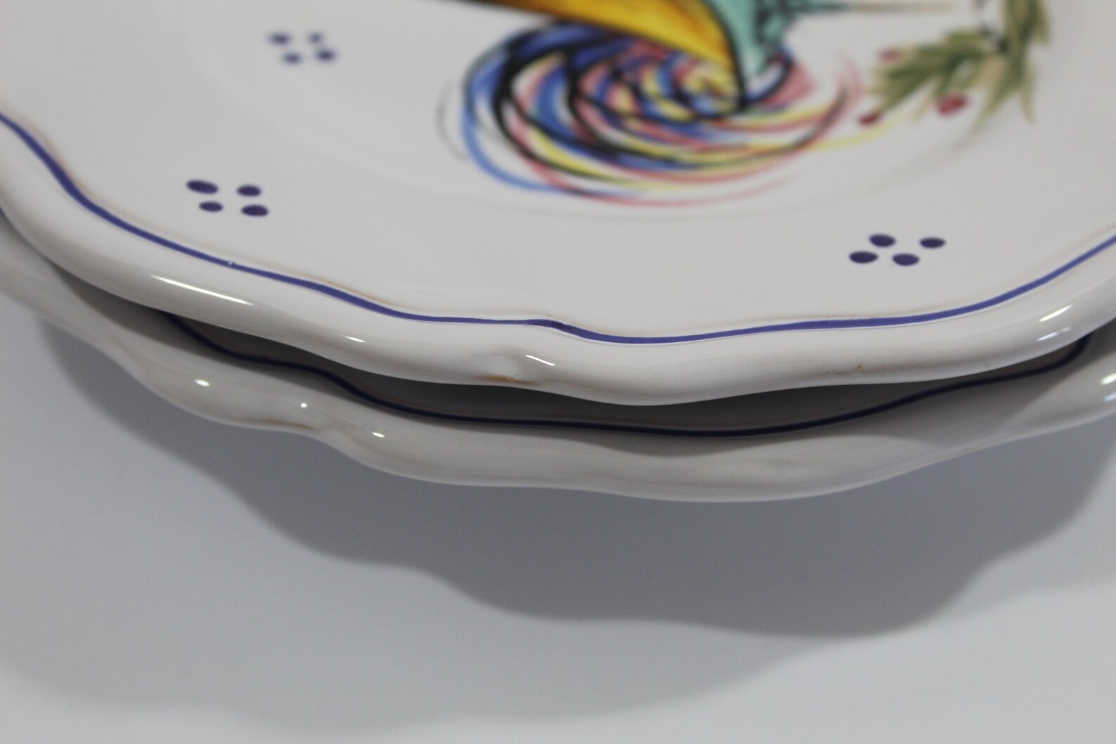 2 Deruta Ceramiche Rooster Salad Dessert Plates, Made in Italy