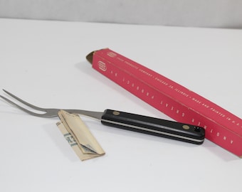Vintage Flint Stainless Steel 2-Prong Meat Fork, Original Box