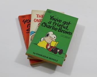 Vintage Peanuts Books Set, Charlie Brown Comic Collection, Charles M Schulz (1972-1974)