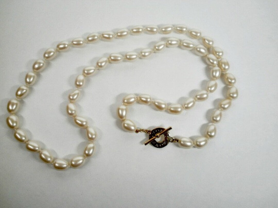 Vintage Monet Faux Pearl Necklace Hand Tied Cream Colored - Etsy