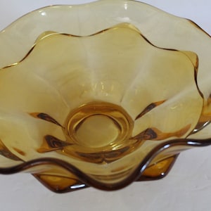 1970s Viking Epic Double Crimp Glass Bowl, Yellow Art Glass Dish